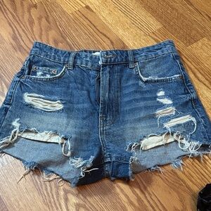 Zara Blue Distressed Jean Shorts